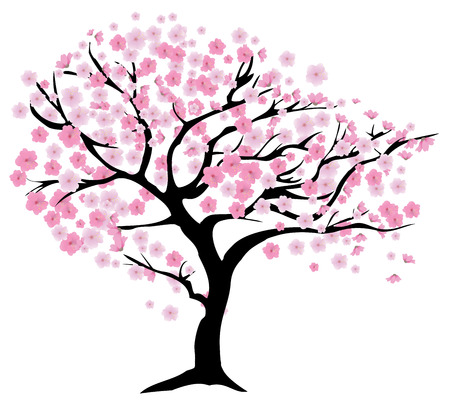 vector illustration of a cherry tree in blossom