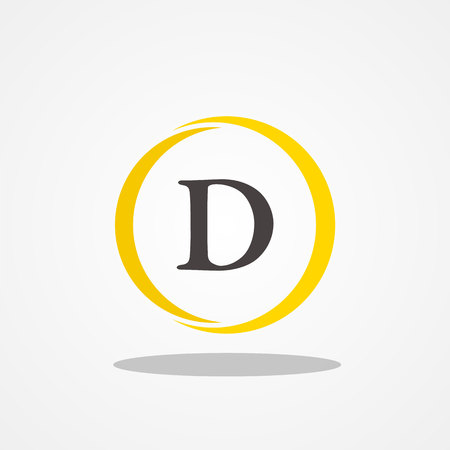 Circle Initial Letter D Uppercase Logo Design Template Black Gold