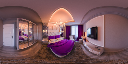 lila innenarchitektur des schlafzimmers 3ddarstellung sphärischer 360 grad nahtloses panorama von schlafzimmer innenarchitektur das ist sphärischer nahtloses von lila innenarchitektur des schlafzimmers 3ddarstellung sphärischer 360 grad nahtloses panorama von schlafzimmer innenarchitektur das ist sphärischer nahtloses von