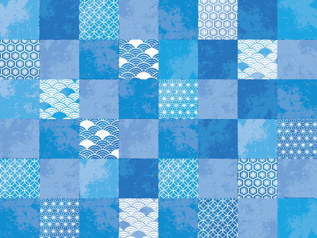 日本の和柄 ブルー画像 のイラスト素材 ベクタ Image