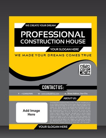 yellow industry vector brochure template design with black arrows construction flyer templates free