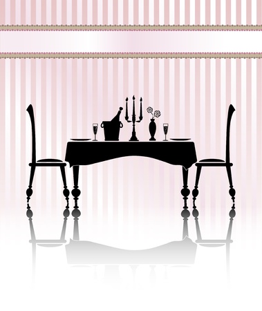 Wein Und Kerzen Auf Dem Tisch Und Stuhl Silhouette Wein Und Kerzen Auf Dem Tisch Und Stuhl Silhouette