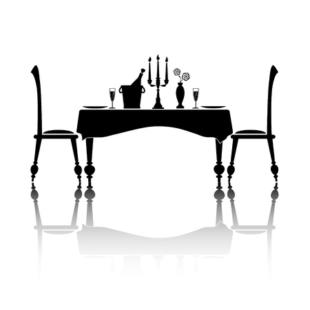 Wein Und Kerzen Auf Dem Tisch Und Stuhl Silhouette Wein Und Kerzen Auf Dem Tisch Und Stuhl Silhouette