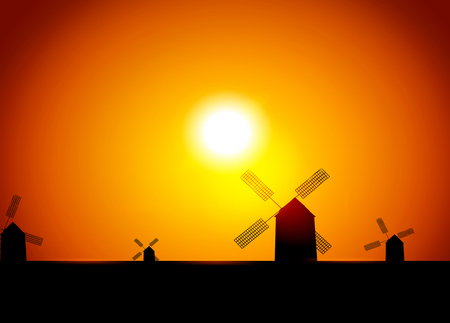 Windmill landscape vector