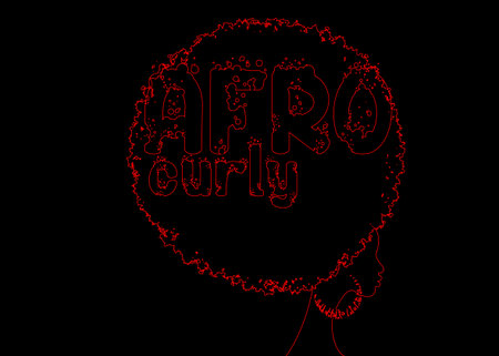 Hand Drawing Red Line Curly Afro Hair Portrait African Women