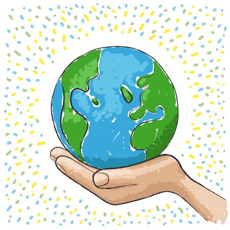 手の世界を支える のイラスト素材 ベクタ Image 手の世界を支える のイラスト素材 ベクタ Image