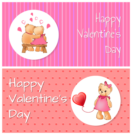 Cartel De Feliz Día De San Valentín Con Dos Osos Abrazos En Cartel De Feliz Día De San Valentín Con Dos Osos Abrazos En