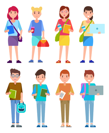 Studenten Schulmaedchen Cartoon Doppelter