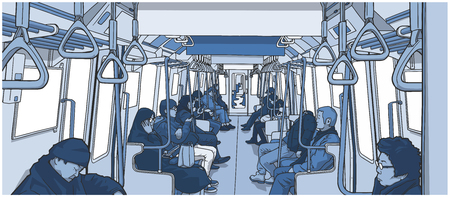 電車の中の人々 のイラスト のイラスト素材 ベクタ Image 電車の中の人々 のイラスト のイラスト素材 ベクタ Image