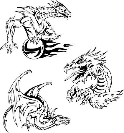 Dragon Tattoo Designs Set Of Vector Illustrations Dragon Tattoo Designs Set Of Vector Illustrations