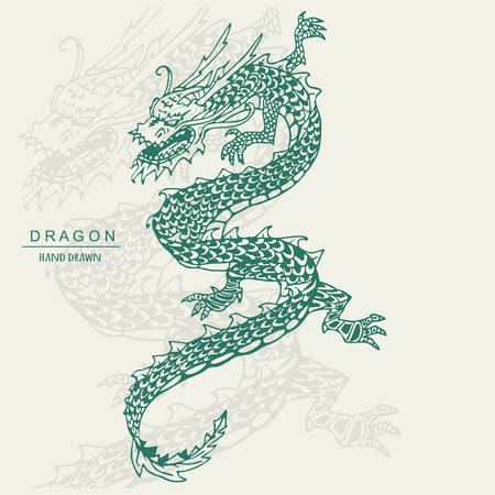 chinese dragon tattoo hand draw vector illustration royalty free