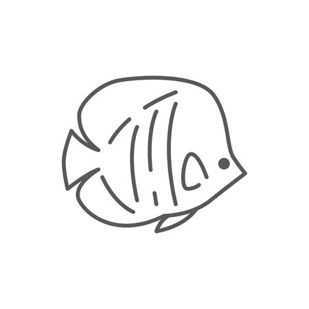 fish sea animal editable line icon beautiful ocean or aquarium pixel perfect vector illustration isolated on