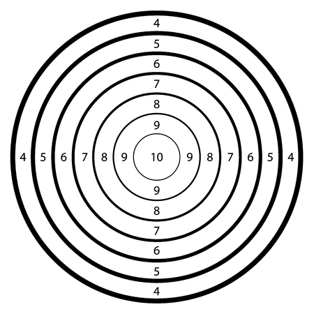 Blank template for sport target shooting competition. Clean target with numbers for shooting range or pistol shooting.