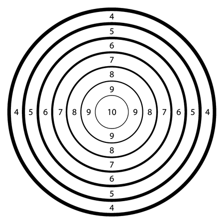 Blank template for sport target shooting competition. Clean target with numbers for shooting range or pistol shooting. - 69267335