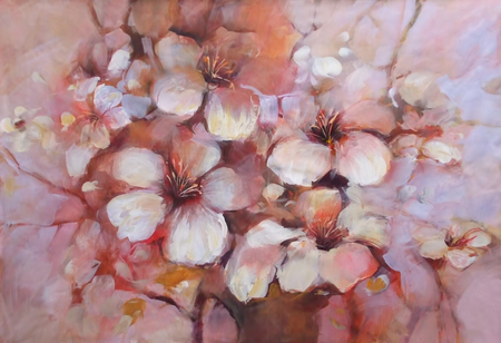 Almonds blossom handmade oil painting on canvas