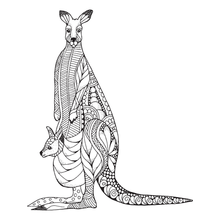 カンガルー Zentangle 様式 ベクトル イラスト 手書きの鉛筆 パターン 禅芸術 着色書籍や T シャツの印刷します のイラスト素材 ベクタ Image カンガルー Zentangle 様式 ベクトル イラスト 手書きの鉛筆 パターン 禅芸術 着色書籍や T シャツの印刷します のイラスト素材 ベクタ Image