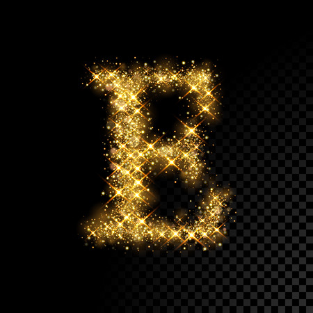 Gold glittering letter E on black background - 76868177