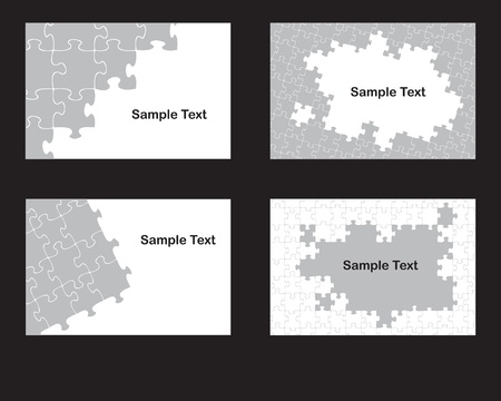 four business card background designs based on jigsaw pieces