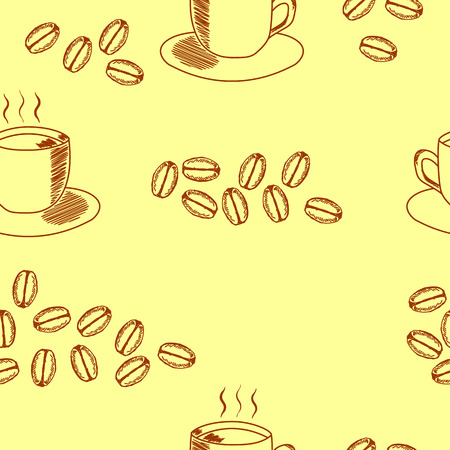 コーヒー カップとコーヒー豆コーヒーのシームレスなパターン 明るい背景にスケッチ風の手描きイラスト のイラスト素材 ベクタ Image コーヒー カップとコーヒー豆コーヒーのシームレスなパターン 明るい背景にスケッチ風の手描きイラスト のイラスト素材 ベクタ Image