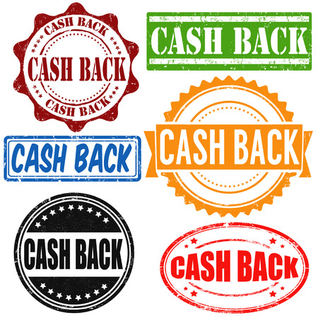Cash back vintage grunge rubber stamps set on white vector illustration