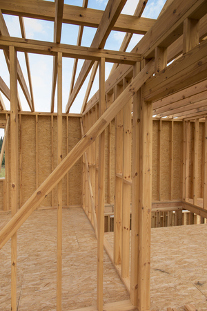 building a house in skeleton technology stage before installing