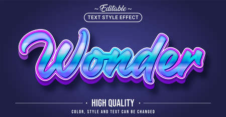 Editable text style effect - wonder text style theme. graphic design element. Editable text style effect - wonder text style theme. graphic design element.