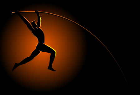 Silhouette illustration of a pole vault athlete Vector Illustration