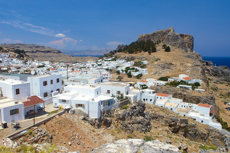 Lindos city, castle of historic lindos, rhodes island, greece