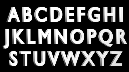 英語のアルファベット 3 D 大文字フォント 金属面と黒 分離した 使いやすい の写真素材 画像素材 Image