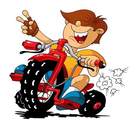 bike cartoon winner in the race for three wheeled bikes for children illustration - Cartoon Children Pictures bike cartoon winner in the race for three wheeled bikes for children illustration - Cartoon Children Pictures