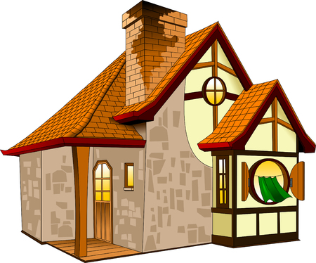 瓦屋根の家 イラストと小さなおとぎ話の家 のイラスト素材 ベクタ Image