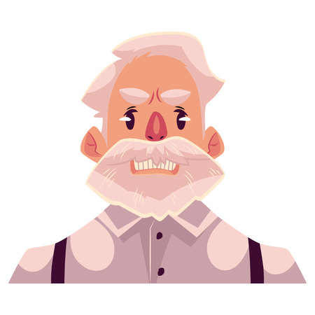 灰色髪老人の顔 怒っている表情漫画ベクトル イラスト青の背景に分離されました 老人は 祖父は イライラ 不機嫌 動揺して塞ぎを感じて眉をひそめます 怒っ た顔のイラスト素材 ベクタ Image 灰色髪老人の顔 怒っている表情漫画ベクトル イラスト青の背景に分離されました 老人は 祖父は イライラ 不機嫌 動揺して塞ぎを感じて眉をひそめます 怒っ た顔のイラスト素材 ベクタ Image