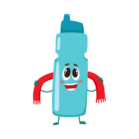 Funny Protein Shaker Bottle Character With Human Face Rubbing Itself A Towel Cartoon Vector Funny Protein Shaker Bottle Character With Human Face Rubbing Itself A Towel Cartoon Vector