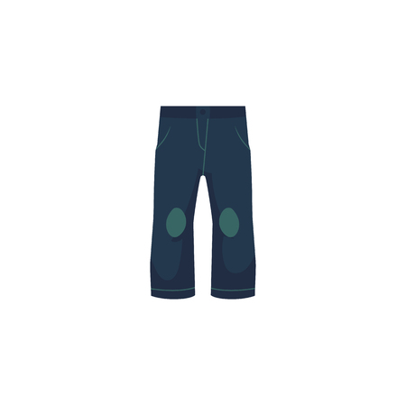 ベクトルフラット漫画の子供 穴が付いている子供みすぼらしいデニムジーンズパンツ ファッショナブルなトレンディなスタイルのカジュアルな服 白い背景に分離されたイラスト のイラスト素材 ベクタ Image