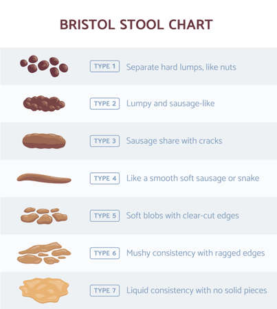 Bristol ontlasting grafiek voor ontlasting type classificatie, platte vectorillustratie. Stockfoto