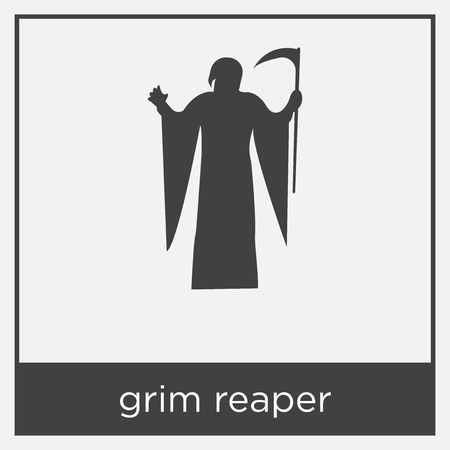 grim reaper icon isolated on white background with black border stock vector 100315743