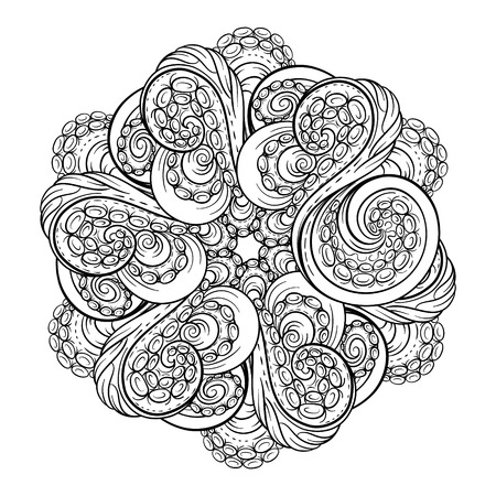 黒と白のタコ触手丸い模様のイラスト素材 ベクタ Image 黒と白のタコ触手丸い模様のイラスト素材 ベクタ Image