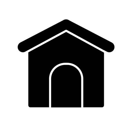 犬小屋簡単なベクトルのアイコン 黒と白の犬の家のイラスト 概要線形ペット アイコン のイラスト素材 ベクタ Image