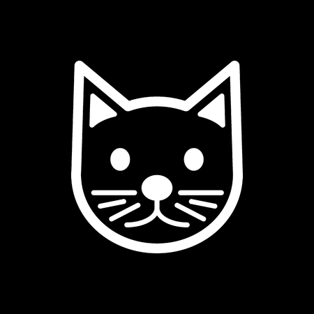 猫のシンプルなベクター アイコン 猫の黒と白のイラスト 概要線形猫頭のアイコン のイラスト素材 ベクタ Image