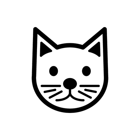 猫シンプルベクトルアイコン。猫の白黒イラスト。輪郭線形猫の頭の 