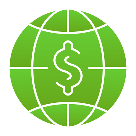 Global budget flat icon world money color icons in trendy flat style dollar with globe gradient style design designed for web and app eps 10