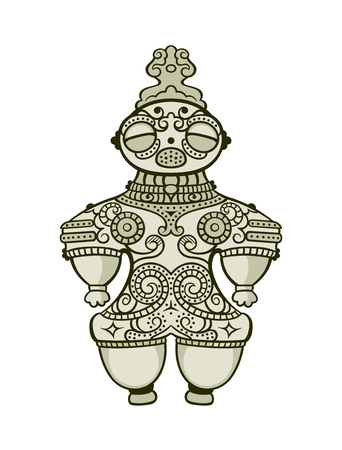 日本の国旗を縄文土偶置物のイラスト素材 ベクタ Image 日本の国旗を縄文土偶置物のイラスト素材 ベクタ Image