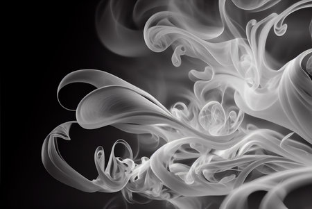 Abstract white smoke on black isolated background. place for text. generative ai technology Stock Photo