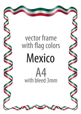 frame and border of ribbon with the colors of the mexico flag