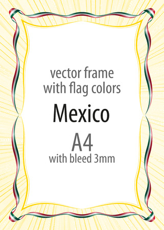 frame and border of ribbon with the colors of the mexico flag