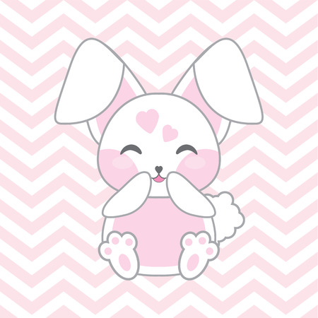 baby shower illustration with cute pink rabbit on chevron background cute chevron background