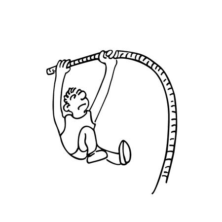 High jump sports outlined cartoon hand drawn sketch illustration vector. Stock Photo
