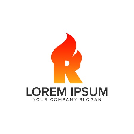 letter r ignition flame logo design concept template fully editable