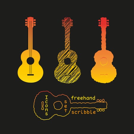 アコースティック ギター シルエットのテンプレート ポスター デザイン