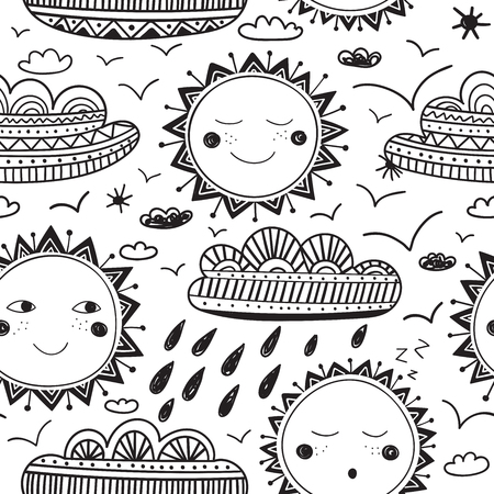 かわいい太陽と雲の幼稚なのシームレスなパターンがベクトル のイラスト素材 ベクタ Image 11 かわいい太陽と雲の幼稚なのシームレスなパターンがベクトル のイラスト素材 ベクタ Image 11